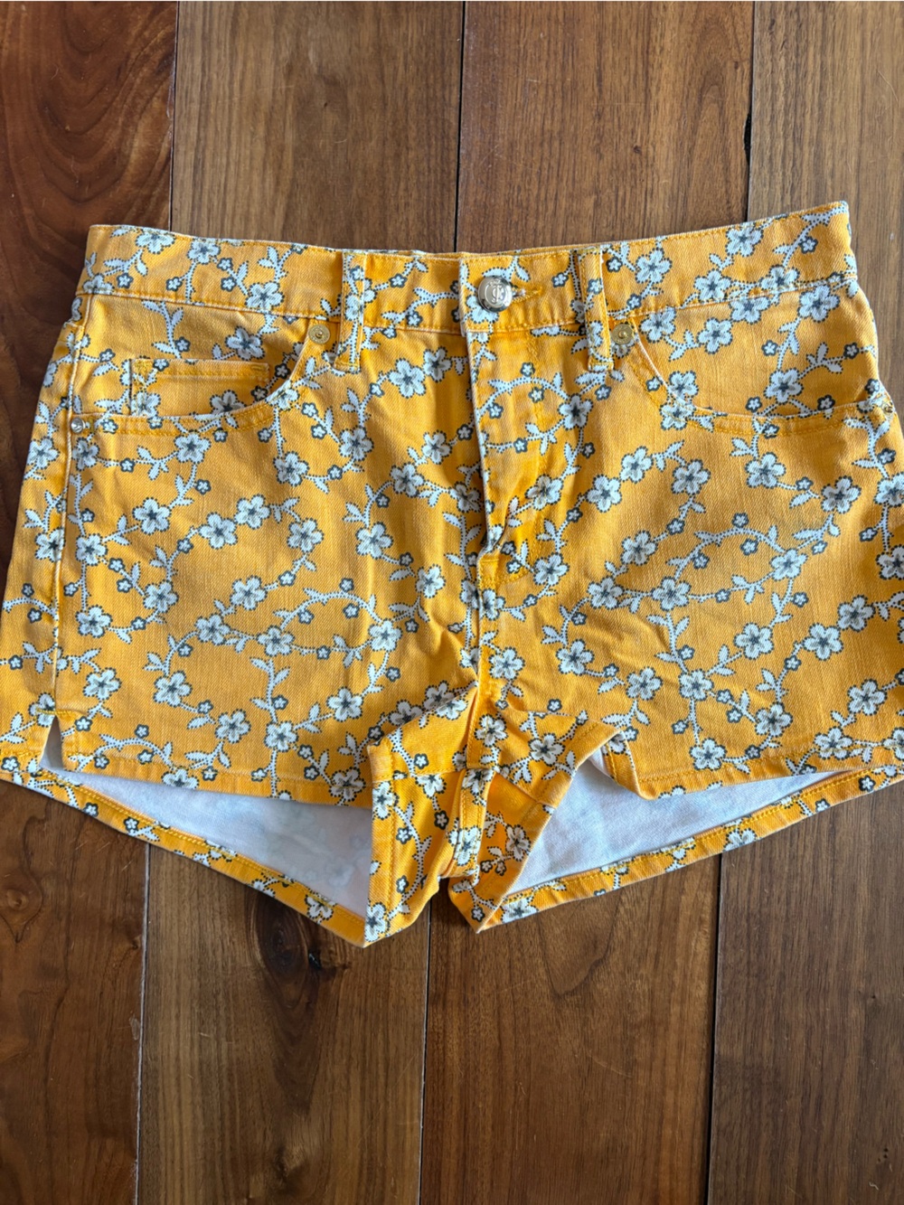 Juicy Couture Yellow Floral Denim Shorts